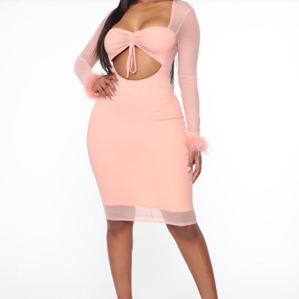Peach cut out dress